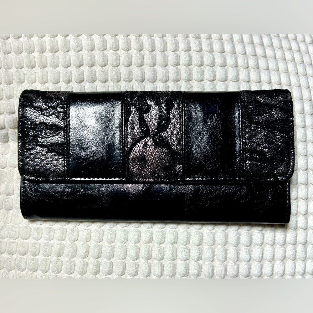 Kate Landry Black Wallet with Lace Detail